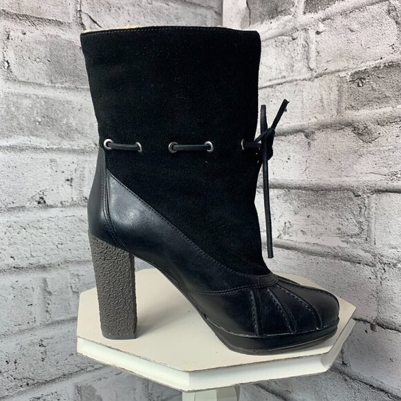 Rockport Adiprene by Adidas Ankle Boot Black Sherpa Lined Platform Booties - Picture 3 of 14